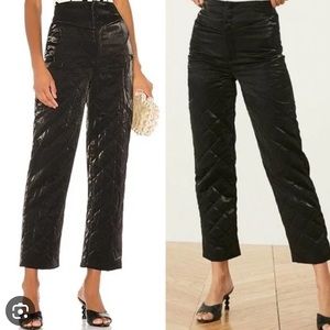 LPA Revole Black Declan Quilted Shimmer‎ Sheen Finish High Rise Pants NWOT M